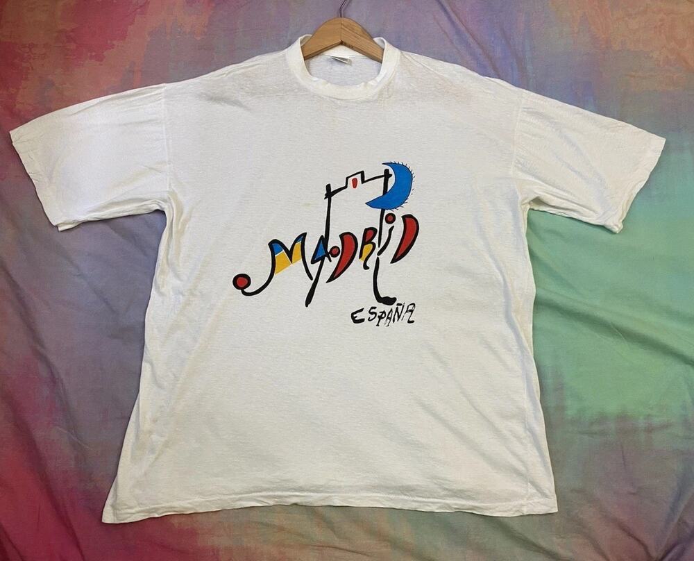 VINTAGE 90s MADRID ESPANA Picasso Style Art T-Shirt Sz XXL Single Stitch thin